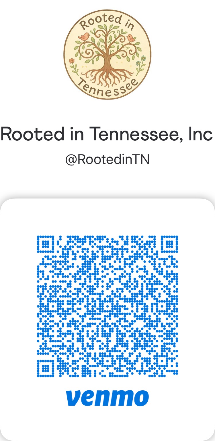 Venmo donation QR code for Rooted in Tennessee, @RootedinTN